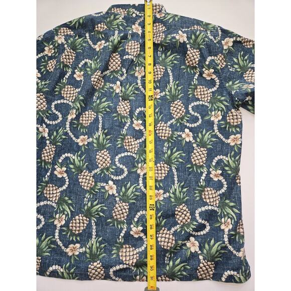 Reyn Spooner Blue Floral Pineapple Hawaiian Camp Shirt - Men’s Size Large EUC - Picture 11 of 14